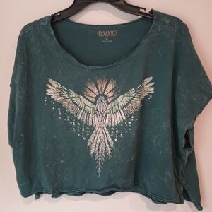 Shyanne Teal Graphic Crop Top
